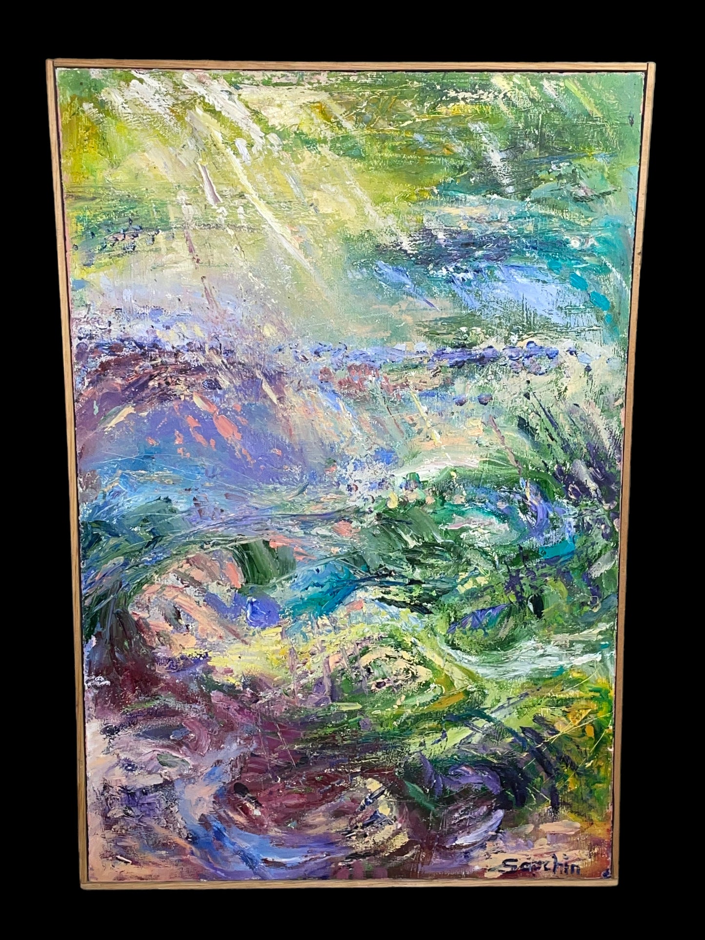 Riverside Serenity, A 2006 Abstract Oil Painting by Sauchin