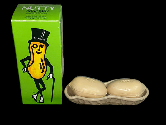 1978 Avon Mr. Peanut Nutty Soap Dish with 2 Bars of Soap