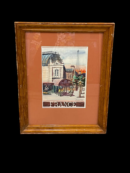 France, Hand Painted Watercolor Artwork by Zucca