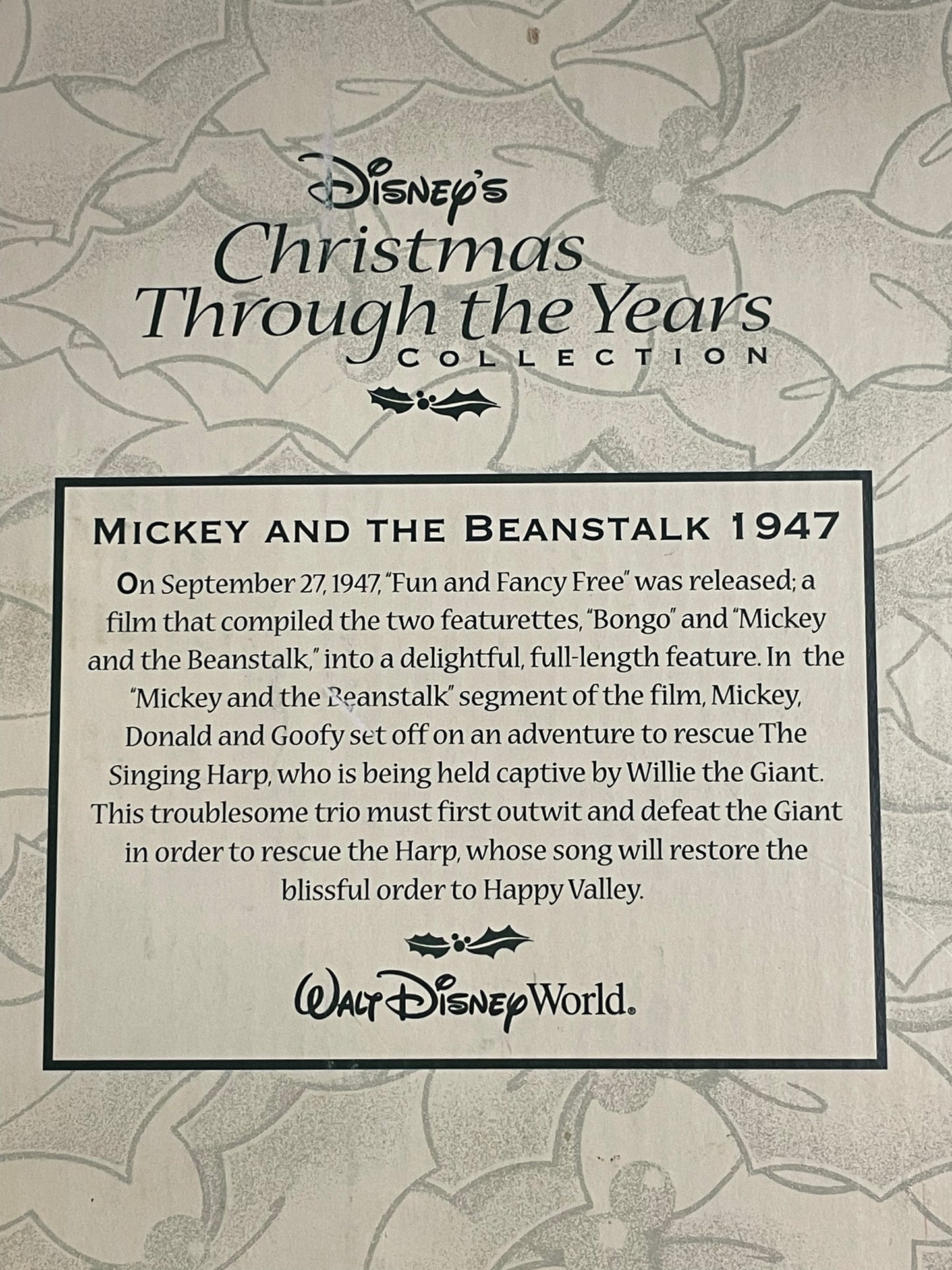 Mickey Mouse Happy Holidays 2002 Mickey and the Beanstalk 1947 Decorative Plate