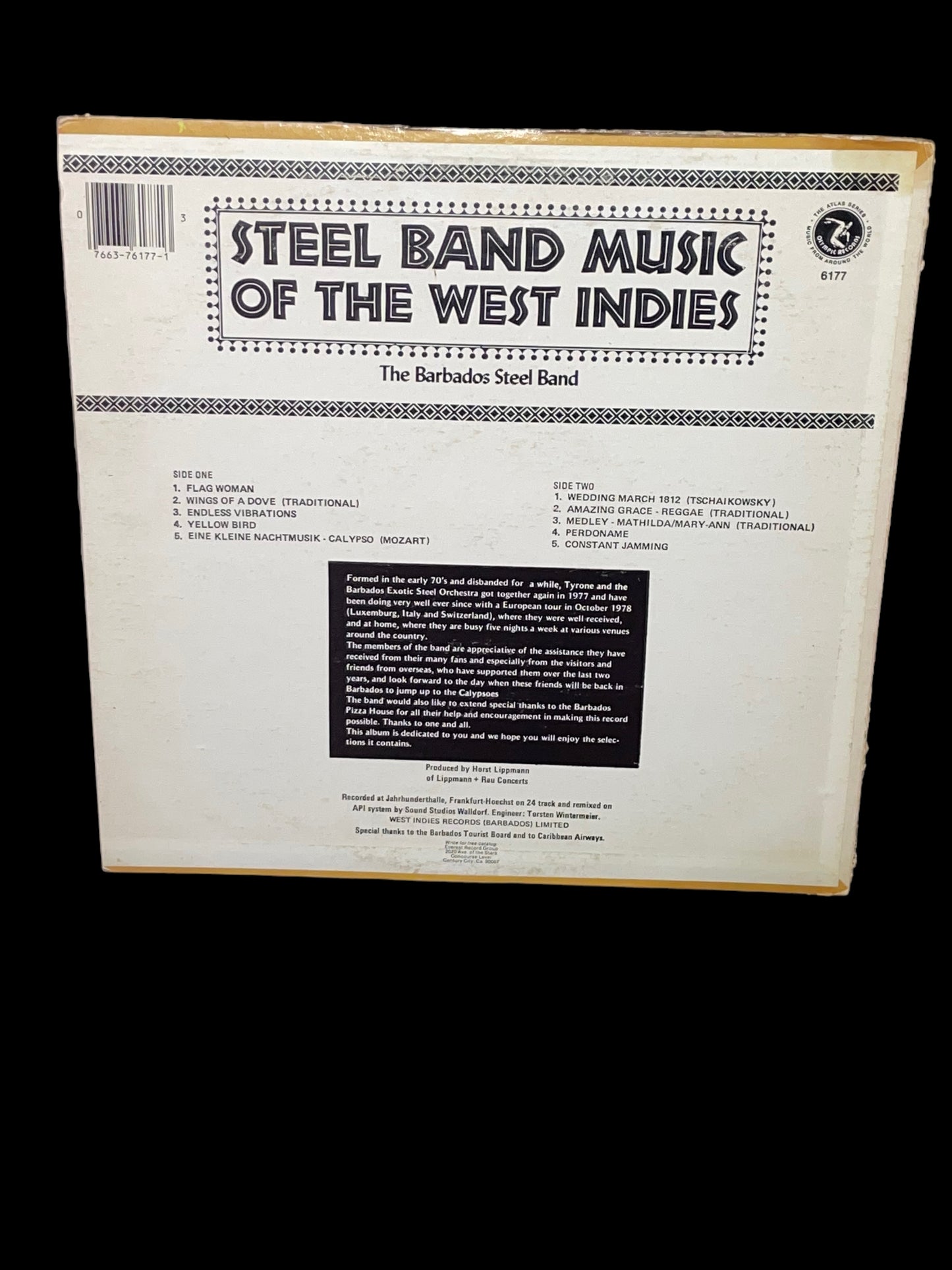 1964 Steel Band Music of the West Indies Vinyl Record by Barbados Steel Band