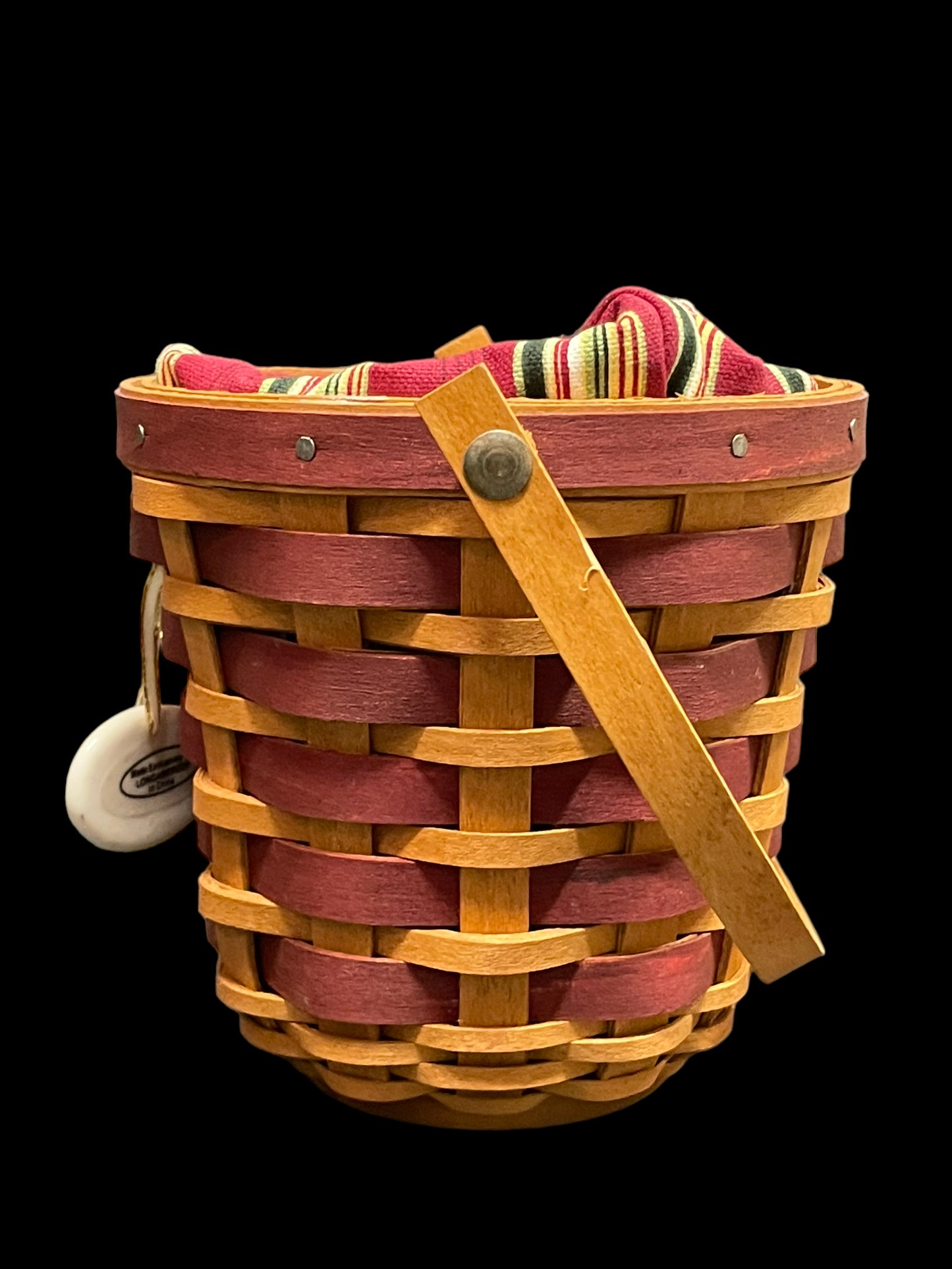 2007 Longaberger Red Tree Trimming Peppermint Stripe Basket