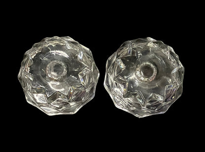 Pair of 3" Vintage Indiana Crystal Glass Candle Holder