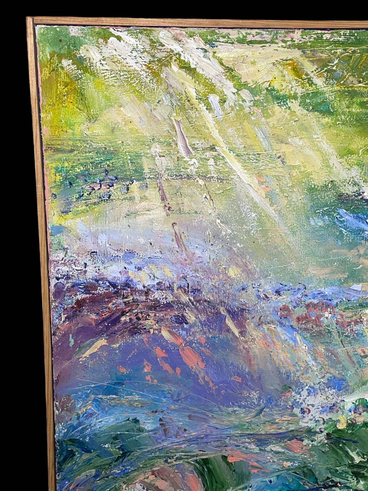 “Riverside Serenity”: A 2006 Abstract Oil Painting by Sauchin