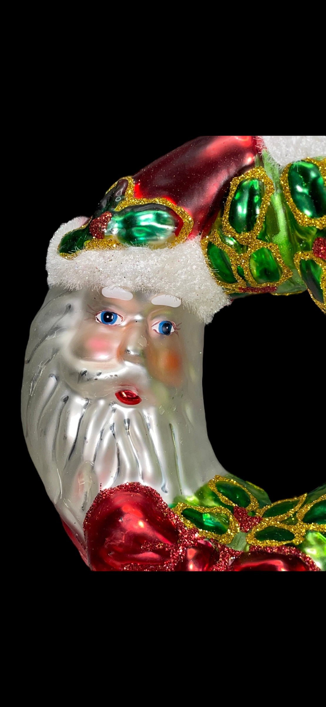 Glass Santa Wreath Christmas Ornament