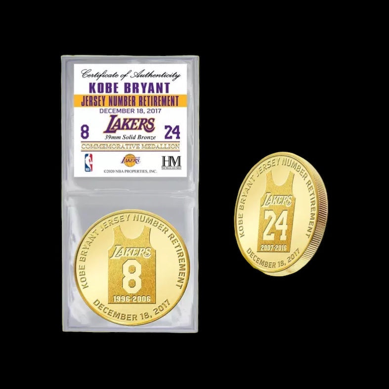 Kobe Bryant NBA Jersey Number Retirement Solid Bronze Commemorative Medallion