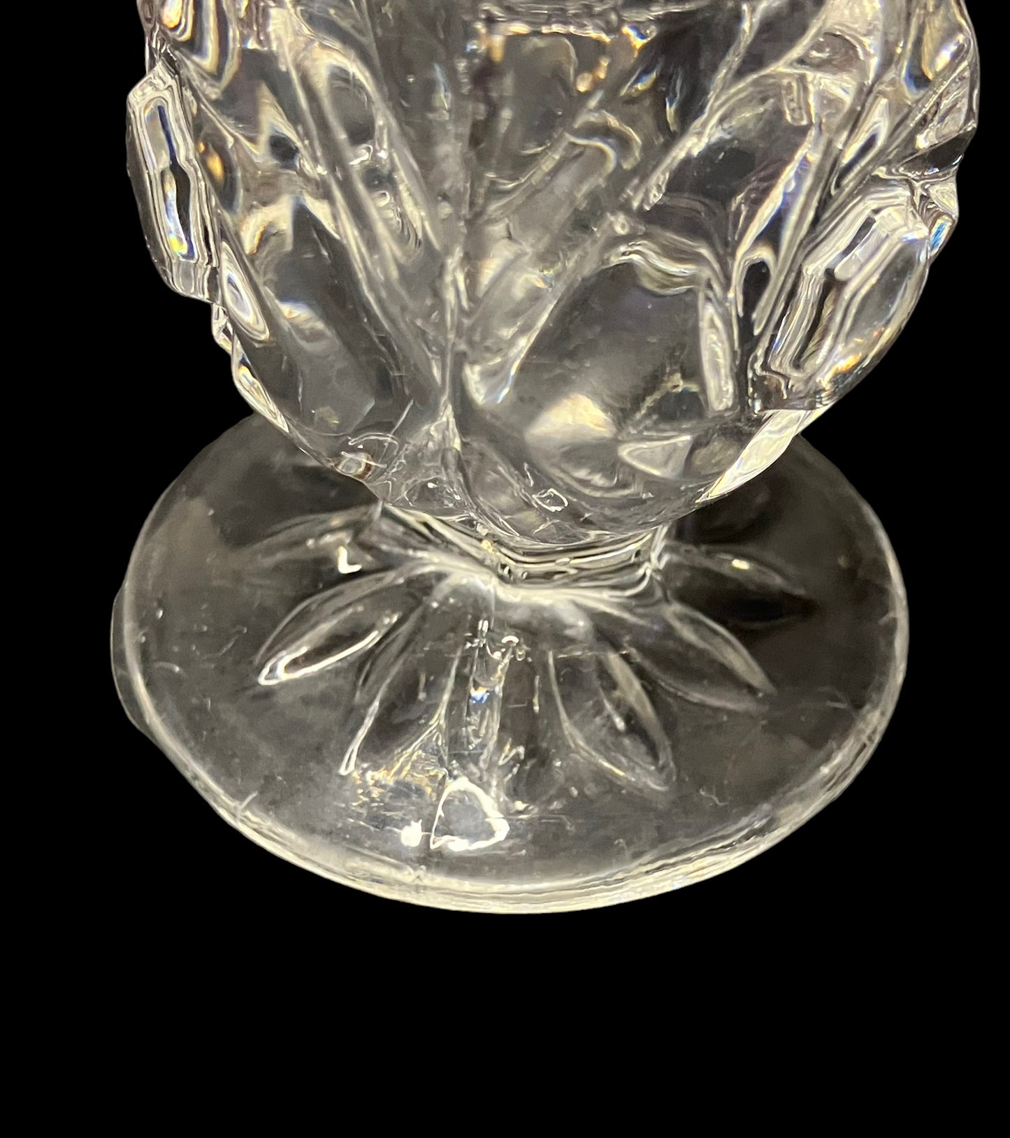 6 Point Star Scalloped Rim 4 1/4" Cut Glass Crystal Bud Vase Made In Yugoslavia