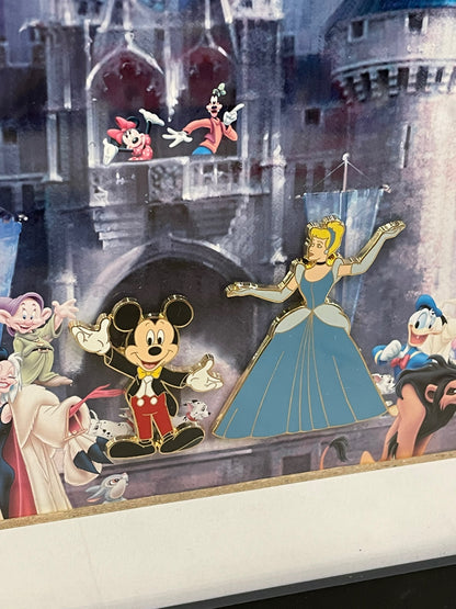 Disney Framed Cinderella Castle With Characters Pin Set