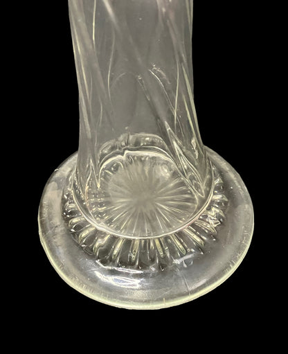 Vintage 11" Dugan Spiral Twisted Rib Glass Flower Vase