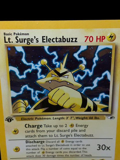 *TRADED* [NM MINT+ 8.5] 1st Edition Lt. Surge's Electabuzz 6/132 - Gym Heroes (2000) - Holo Rare