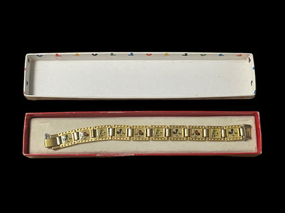 Vintage Disney Mickey, Minnie, & Goofy Film Strip Gold Tone Bracelet