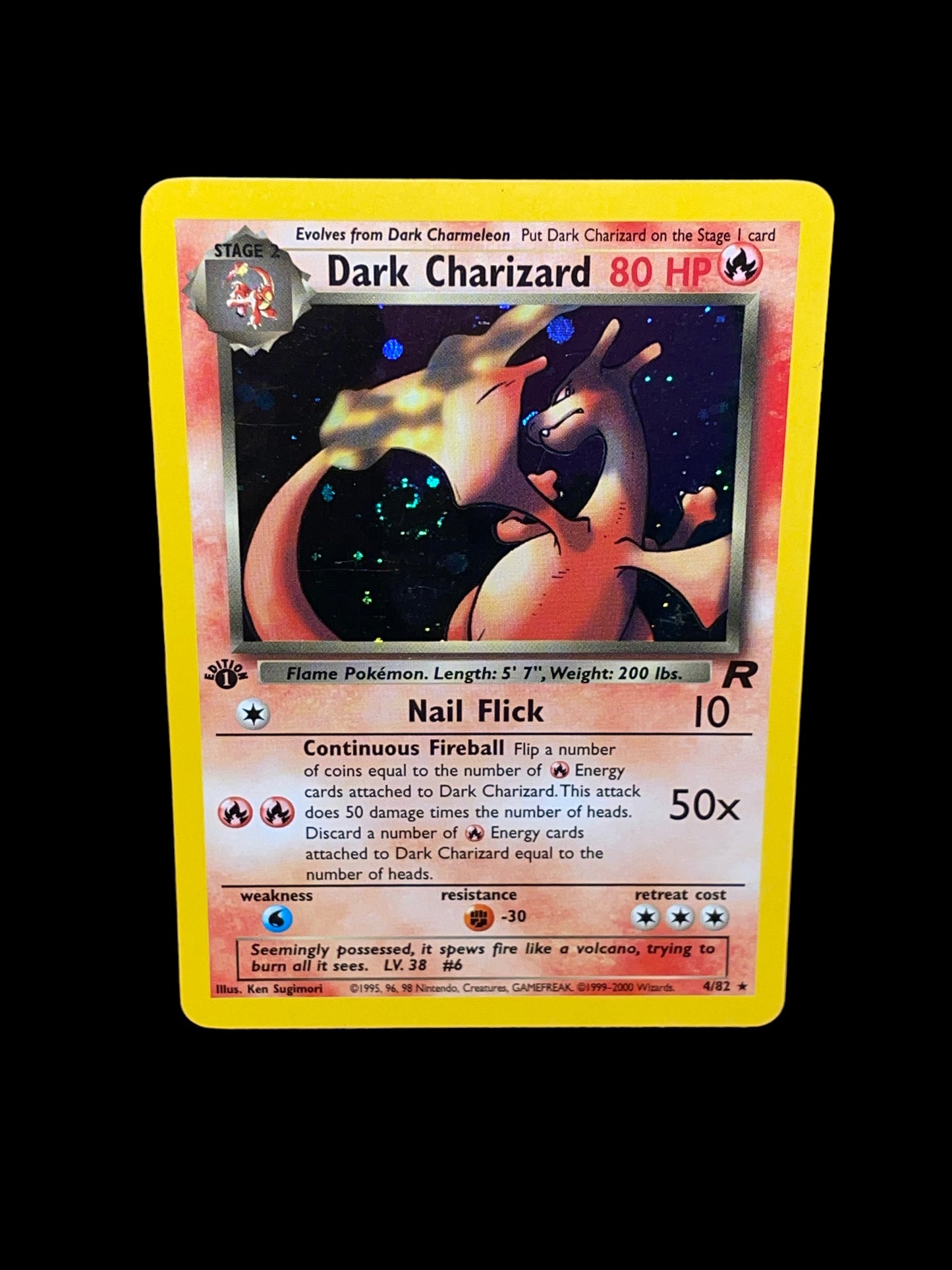 1st Edition Dark Charizard 4/82 2000 Pokemon Team Rocket Set Holo Swirl Graded MINT 9