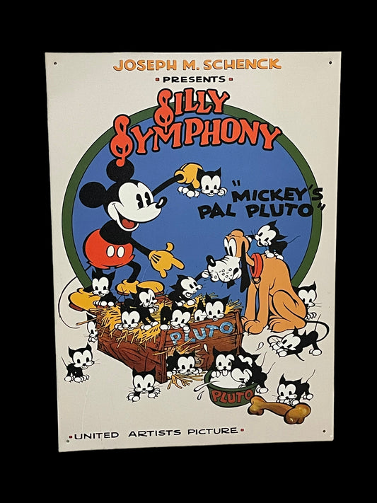 2002 Joseph M. Schenck Presents Silly Symphony Mickey's Pal Pluto Metal Poster