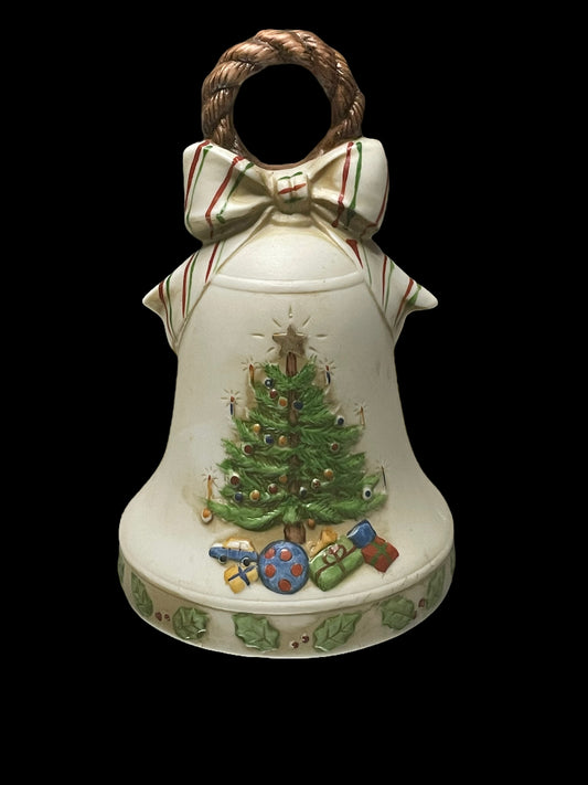 1970s Christmas Musical Bell Ceramic Figurine