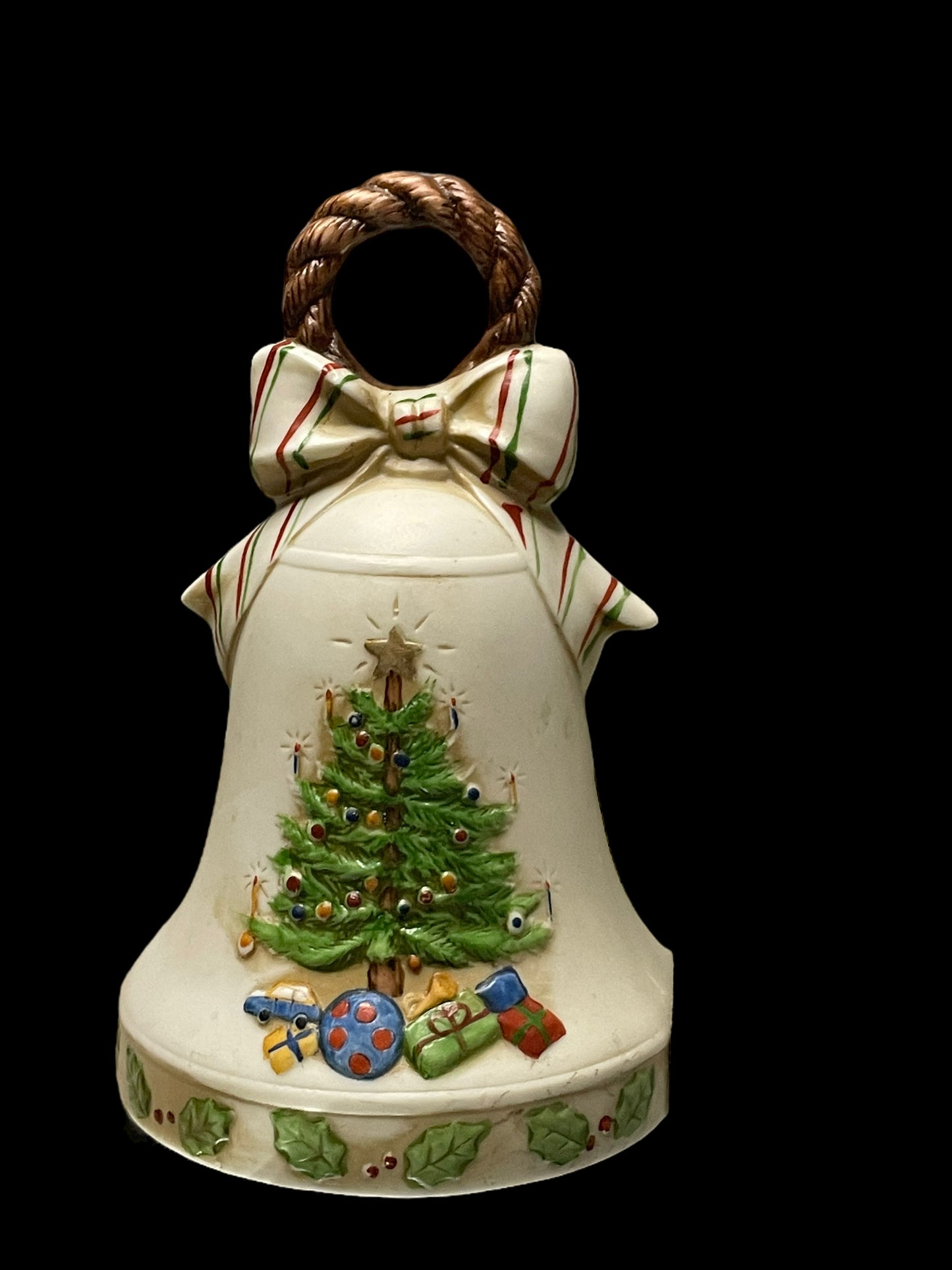 1970s Christmas Musical Bell Ceramic Figurine