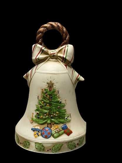 1970s Christmas Musical Bell Ceramic Figurine