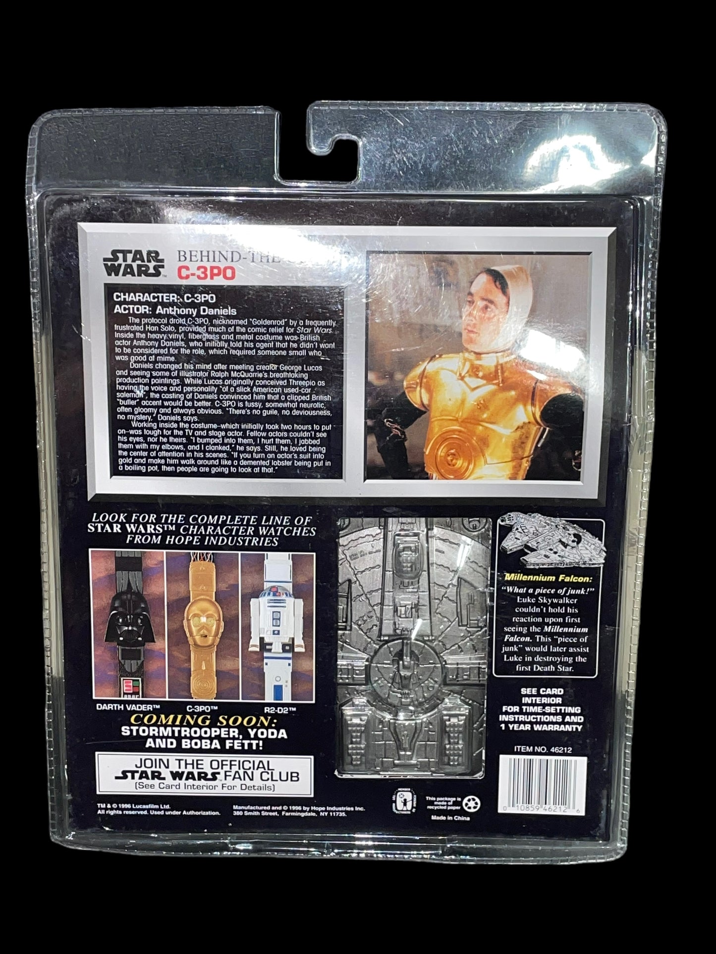 1996 Star Wars Collector Time Piece - C-3PO with Millennium Falcon Case