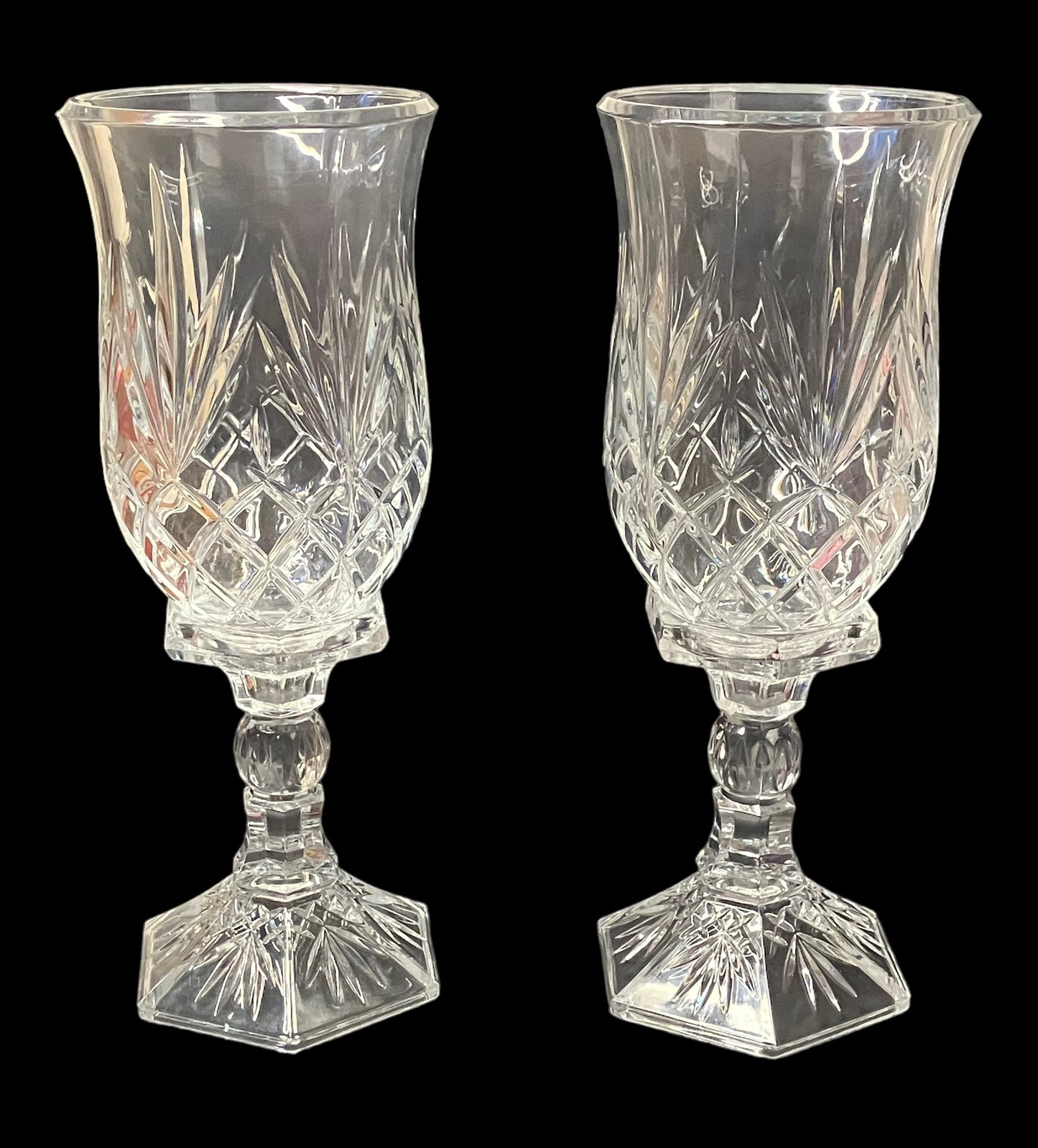 Vintage 2-Piece Fine Lead Crystal Hurricane Candle Holders