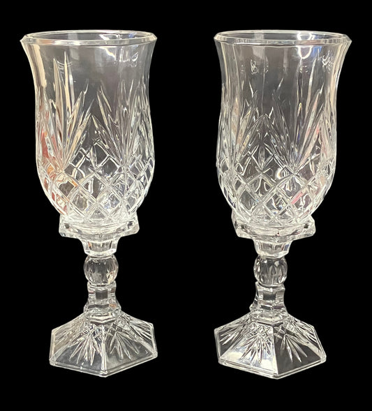 Vintage 2-Piece Fine Lead Crystal Hurricane Candle Holders