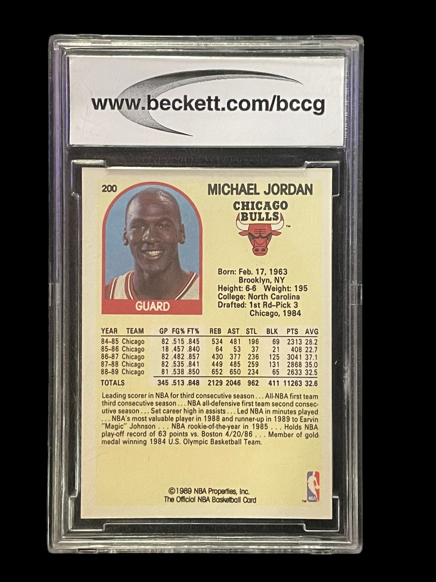 Michael Jordan #200 1989 Hoops BCCG Graded 10