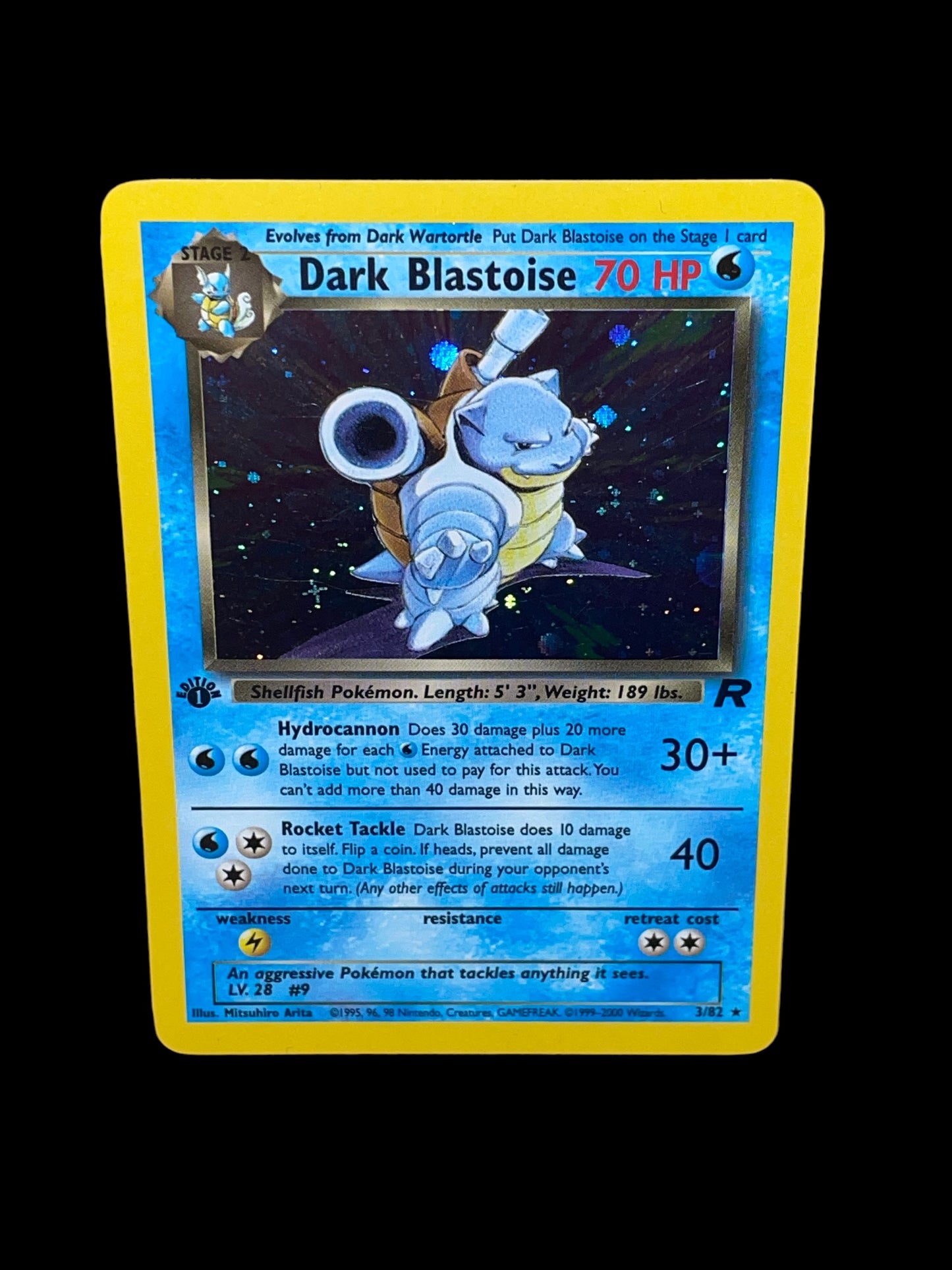 1st Edition Dark Blastoise 3/82 2000 Pokemon Team Rocket Graded NM MINT 8