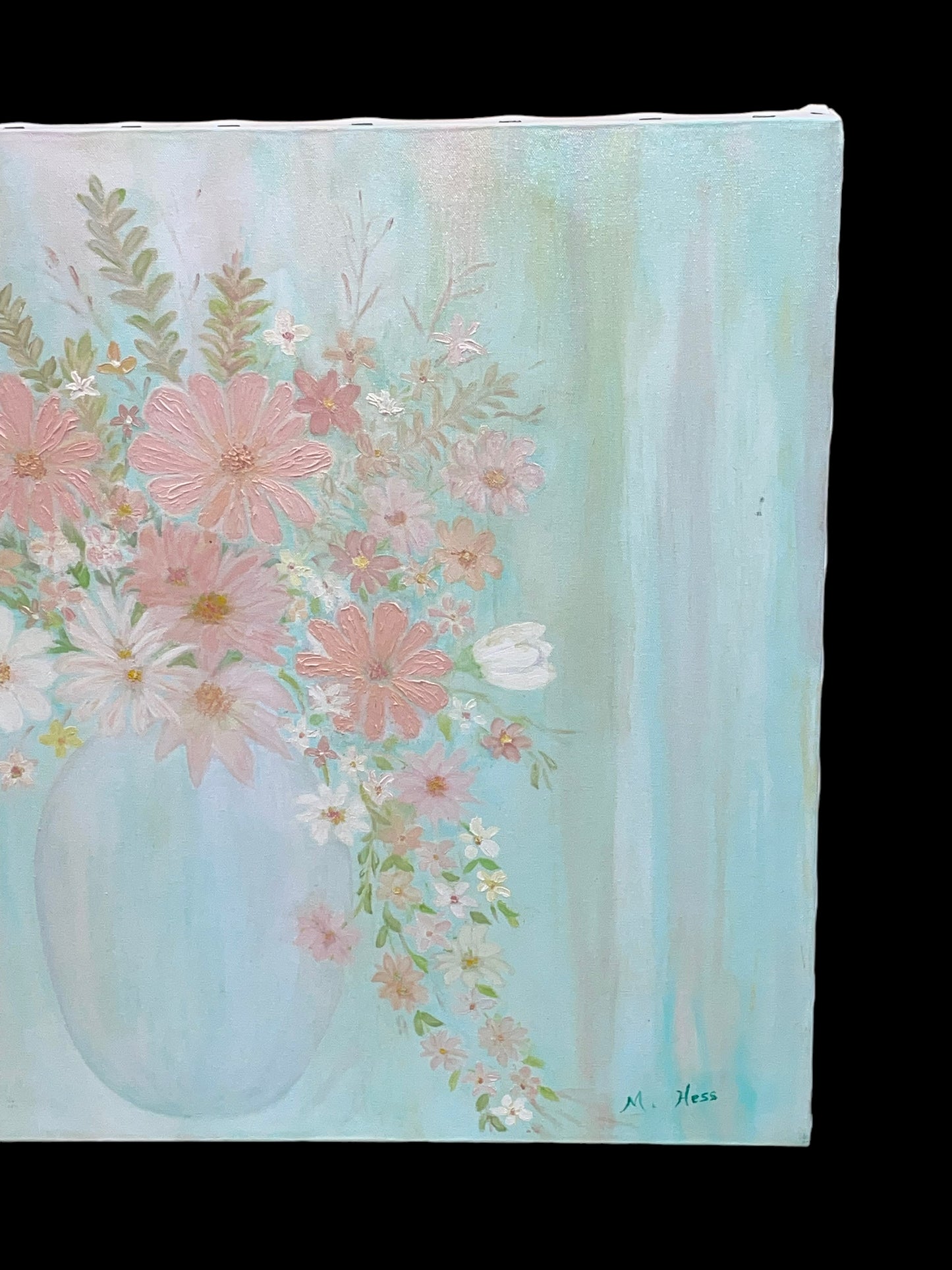 “Floral Mint” Acrylic Painting on Canvas by M. Hess