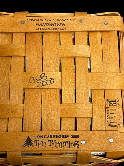 2000 Longaberger Let It Snow Tree Trimming Basket