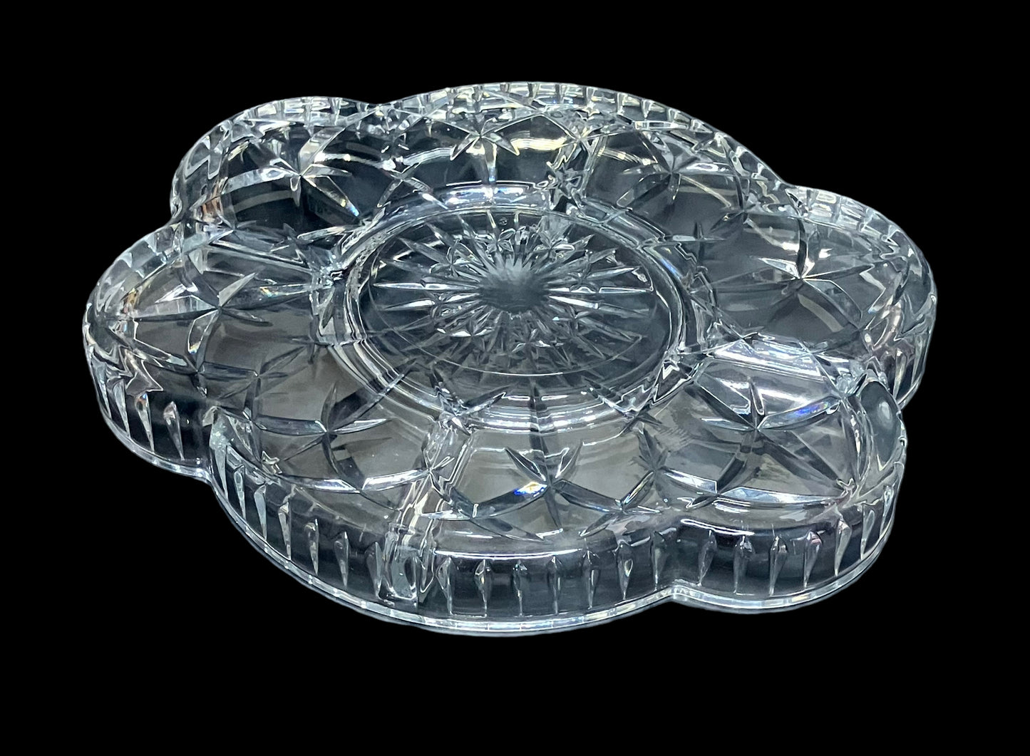 Vintage Laura Glass Portugal Crystal 5 Compartments Tray