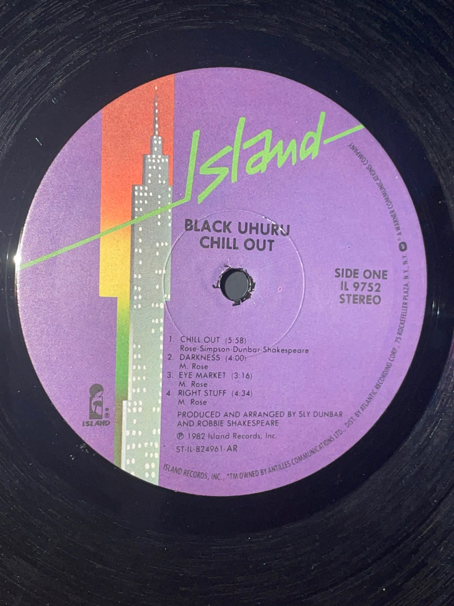 1982 Chill Out Vinyl Record by Black Uhuru