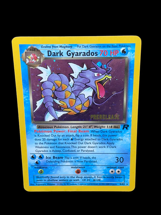 Dark Gyarados 8/82 - Team Rocket (2000) - Holo Rare - Prerelease Stamp