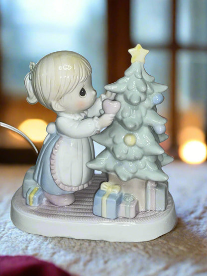 1993 Precious Moments God Cared Enough to Send His Best Porcelain Night Light Figurine