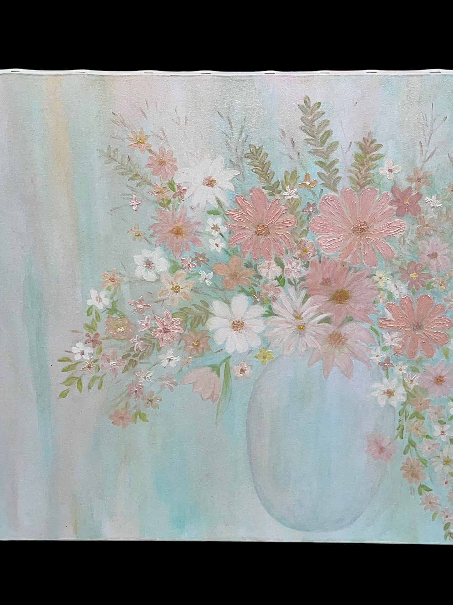 “Floral Mint” Acrylic Painting on Canvas by M. Hess