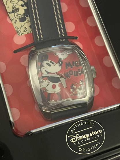 Vintage Red Classic Disney Mickey Mouse Watch Tin Box New