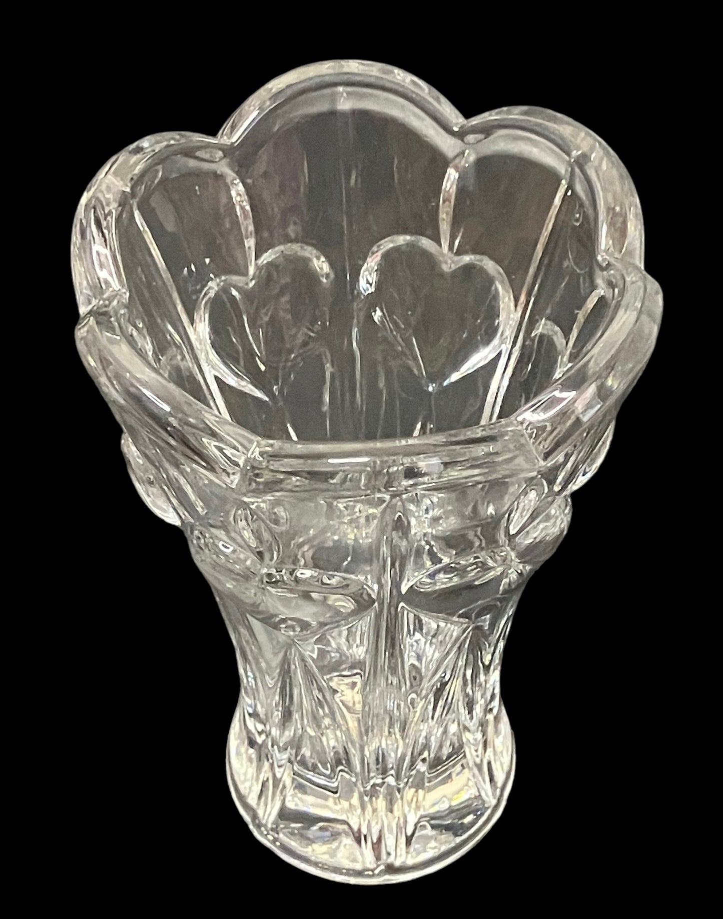 Vintage Gorham Crystal Bud Vase Heart Pattern