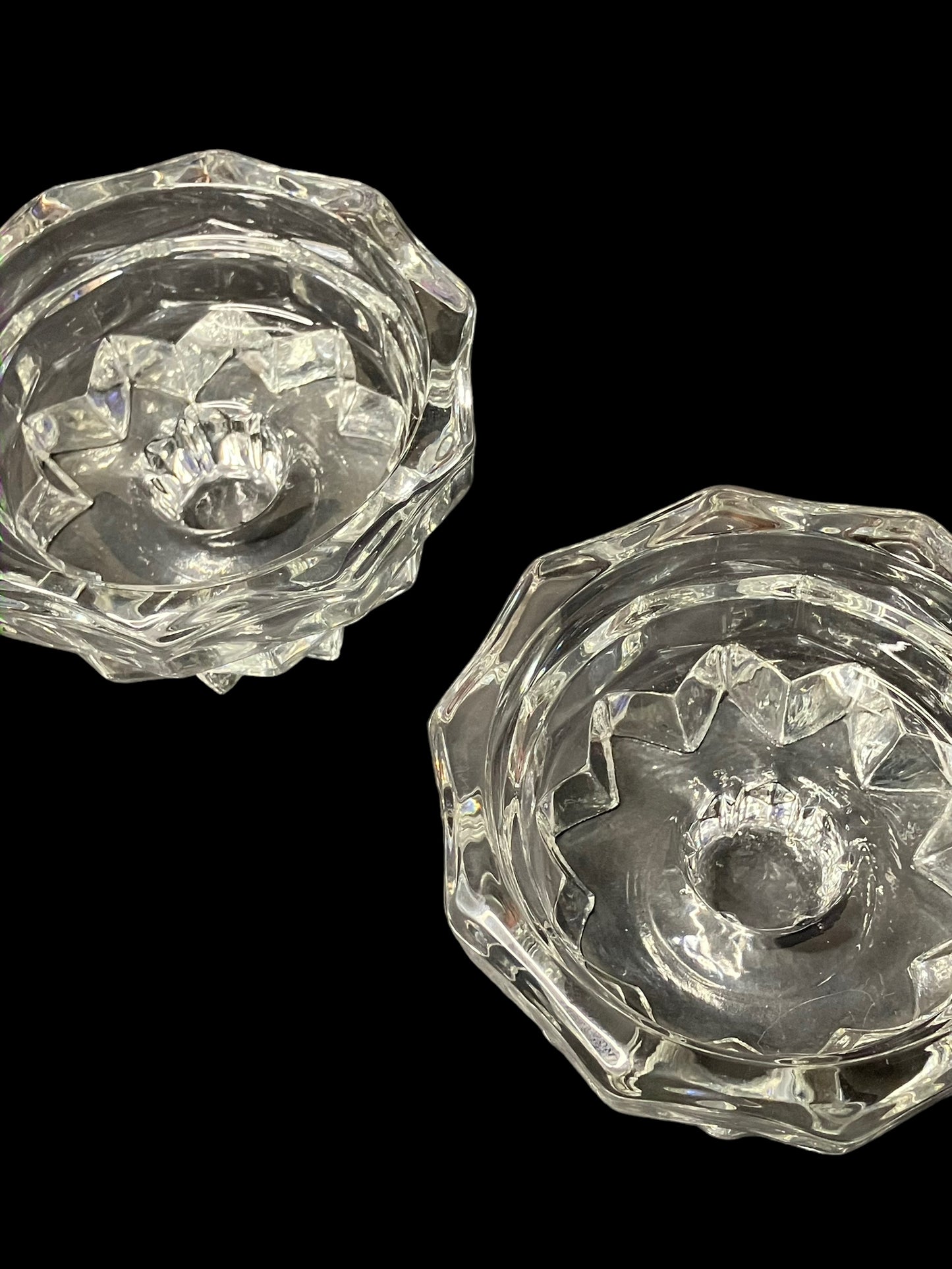 Pair of 3" Vintage Indiana Crystal Glass Candle Holder