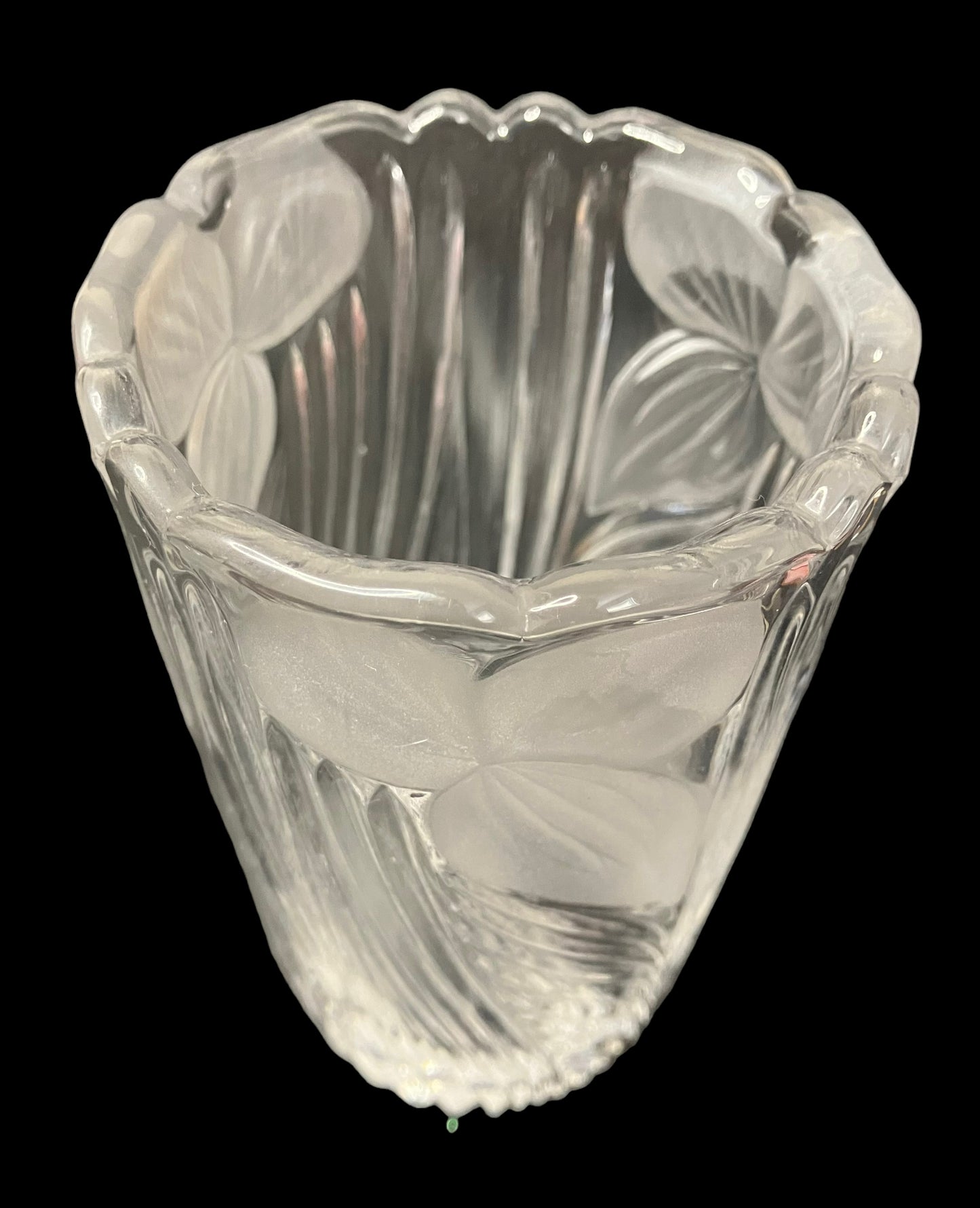 Vintage Anna Hutte Lead Crystal Frosted Flower Vase