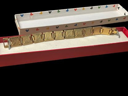 Vintage Disney Mickey, Minnie, & Goofy Film Strip Gold Tone Bracelet