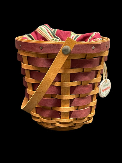 2007 Longaberger Red Tree Trimming Peppermint Stripe Basket