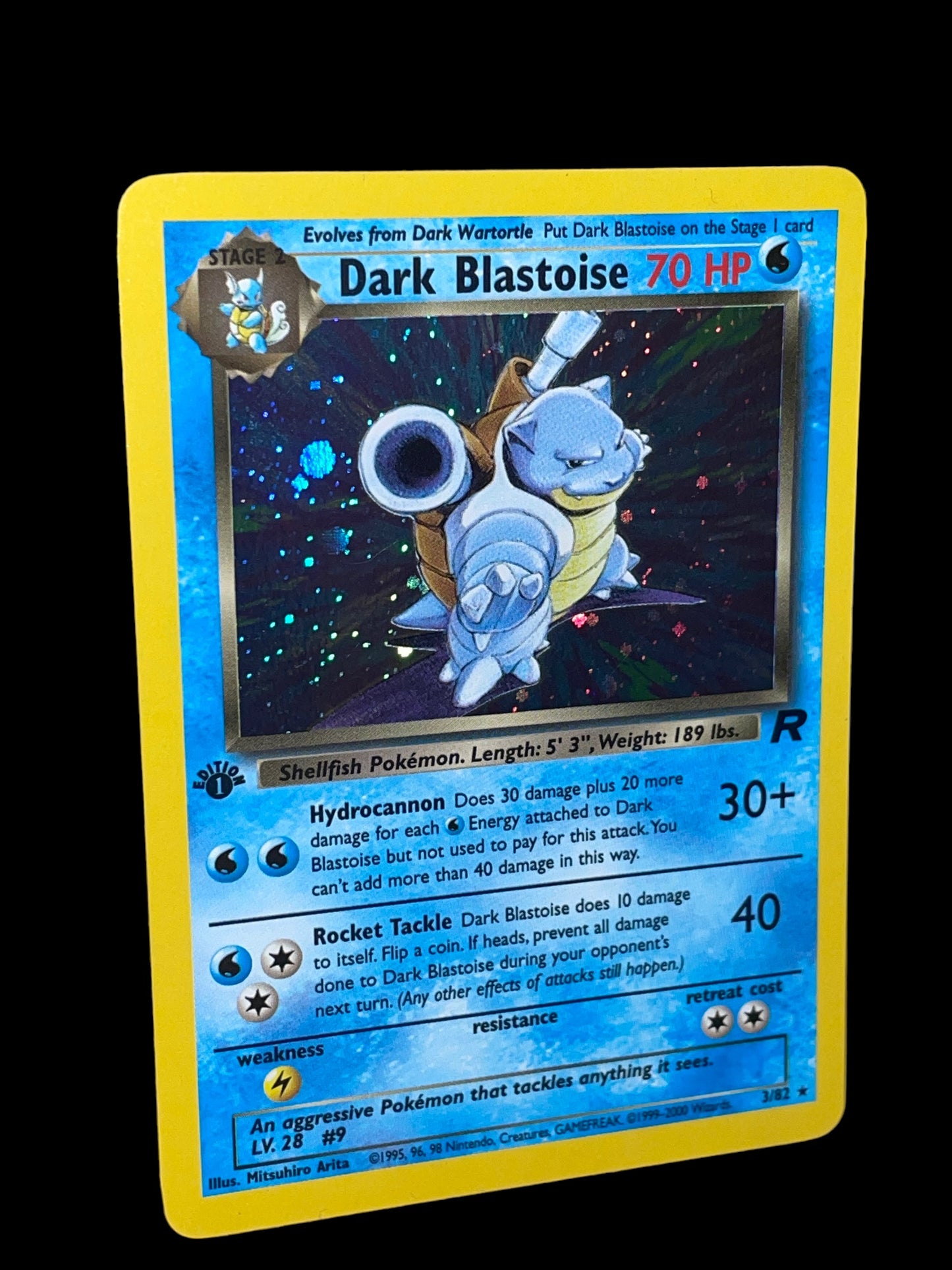 1st Edition Dark Blastoise 3/82 2000 Pokemon Team Rocket Graded NM MINT 8