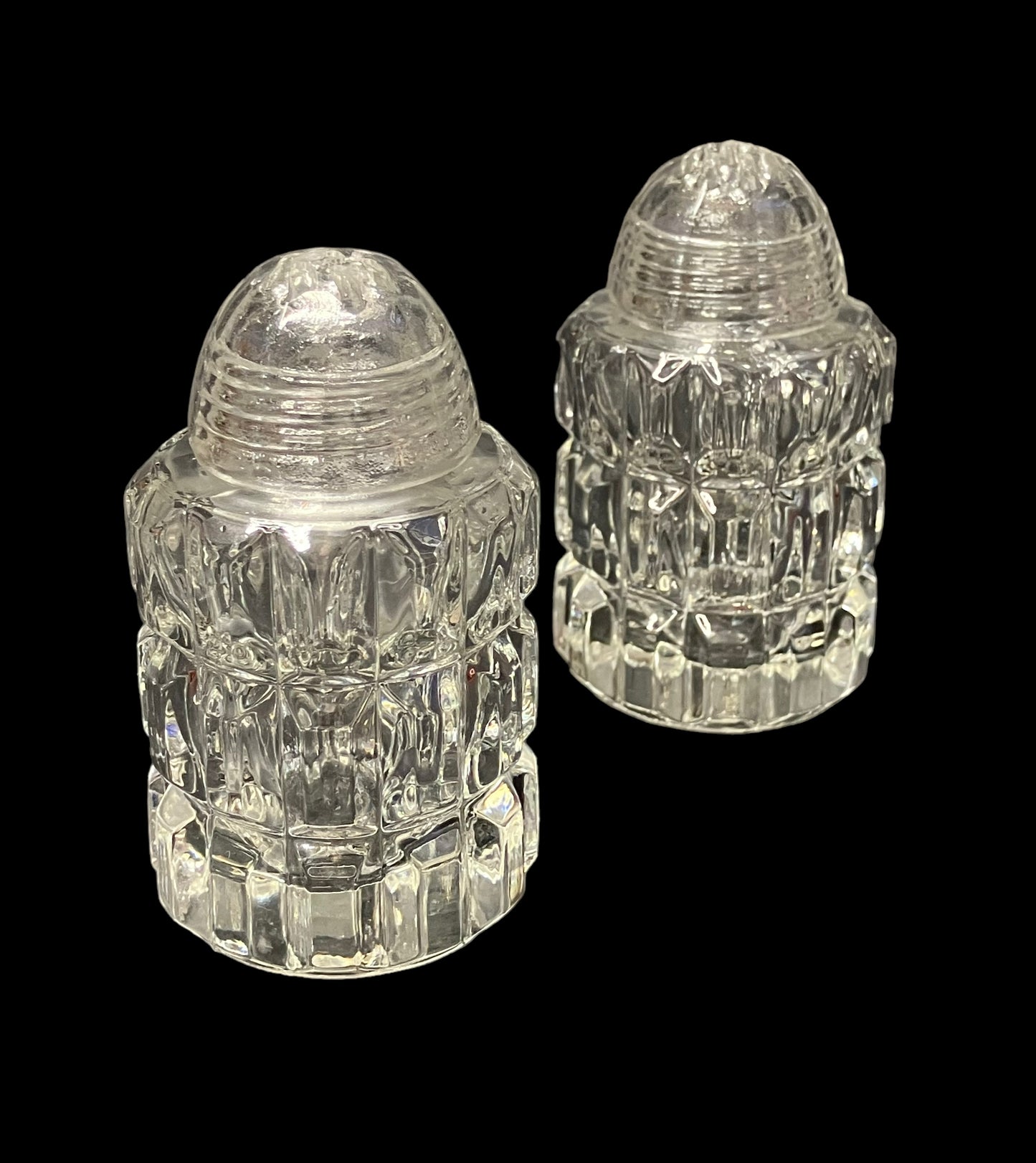 Vintage Bohemian Crystal Salt & Pepper Shakers and Tray