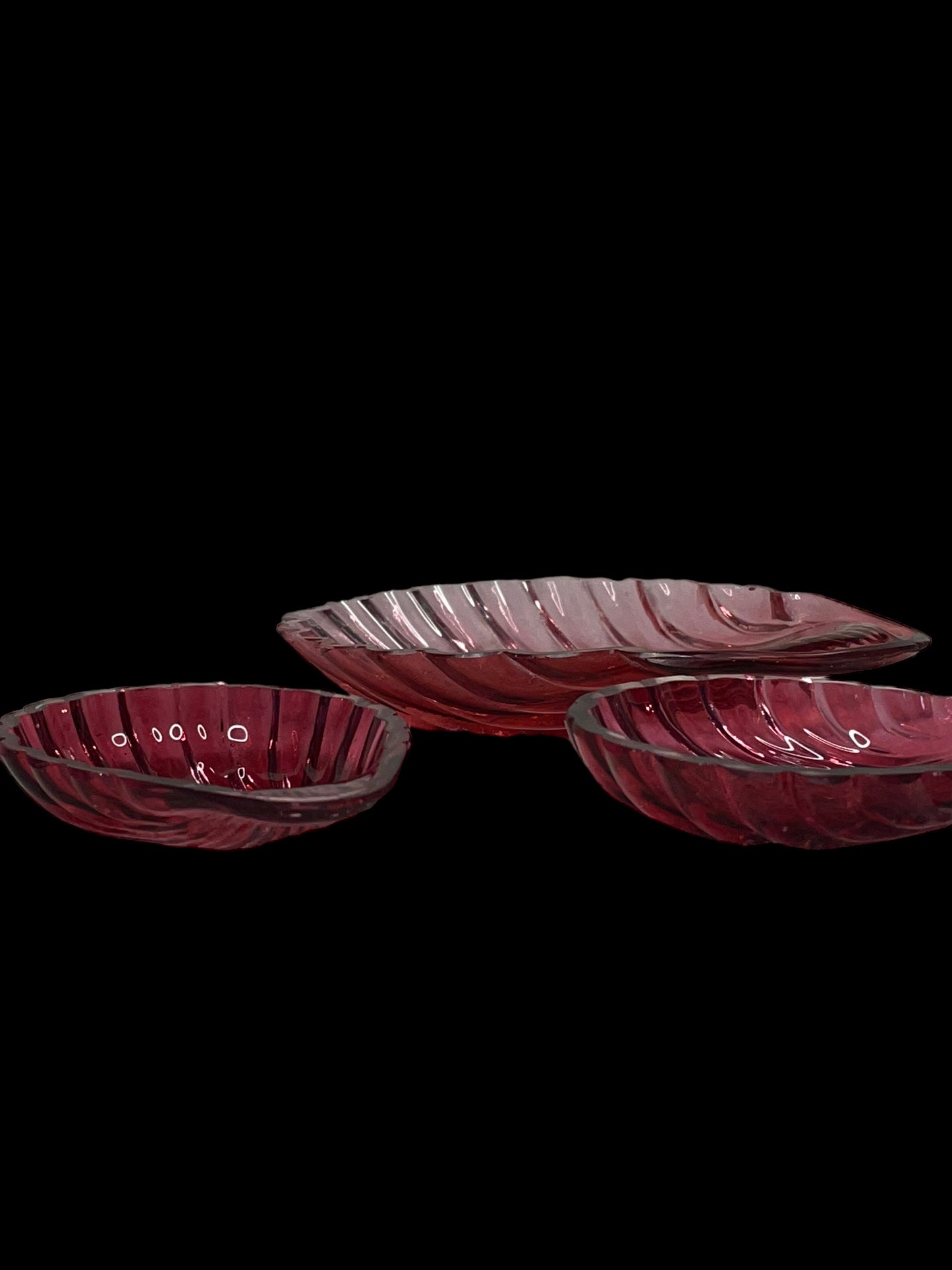 Cranberry Glass Small/Mini Seashells Set of 3