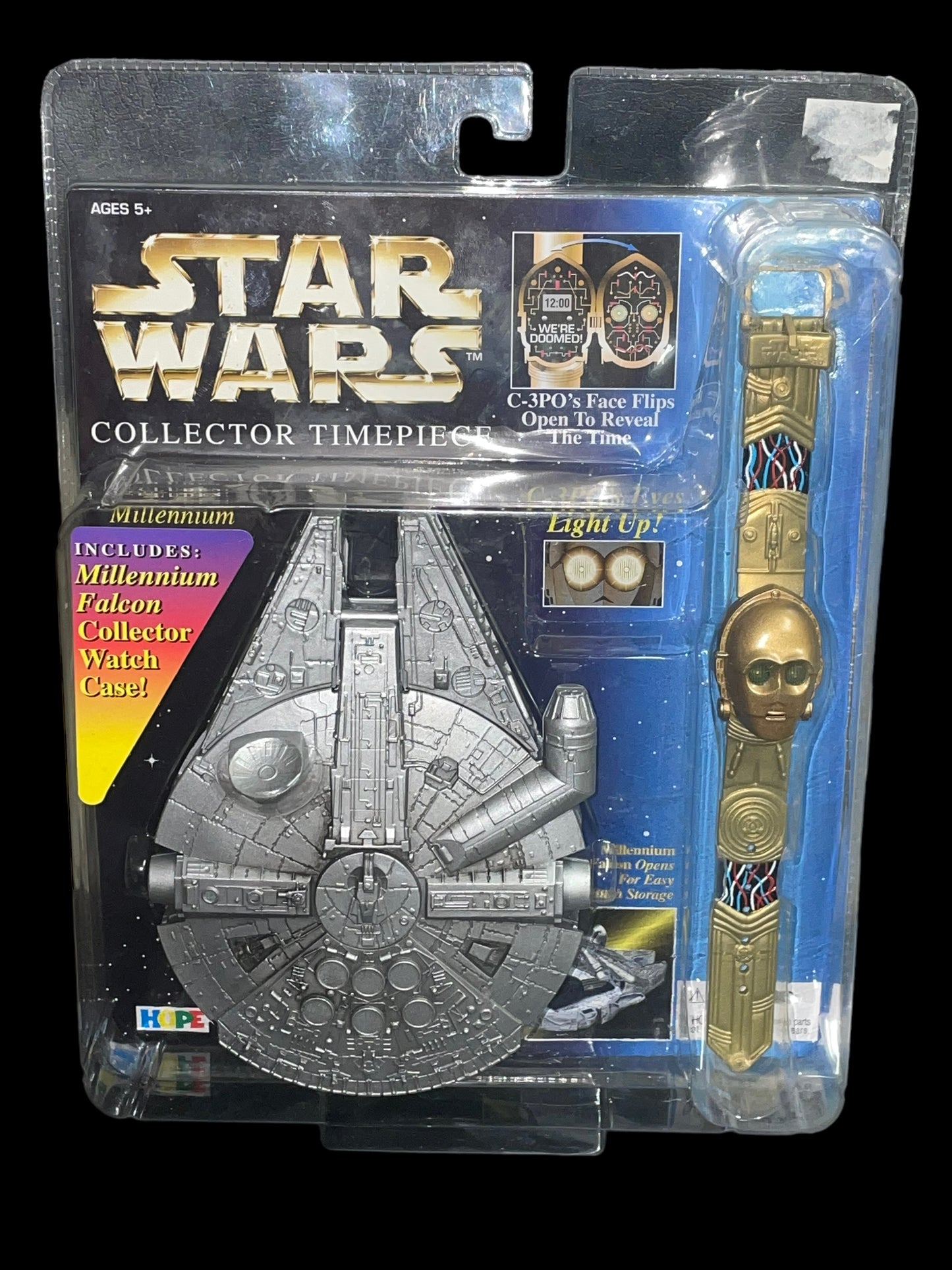 1996 Star Wars Collector Time Piece - C-3PO with Millennium Falcon Case