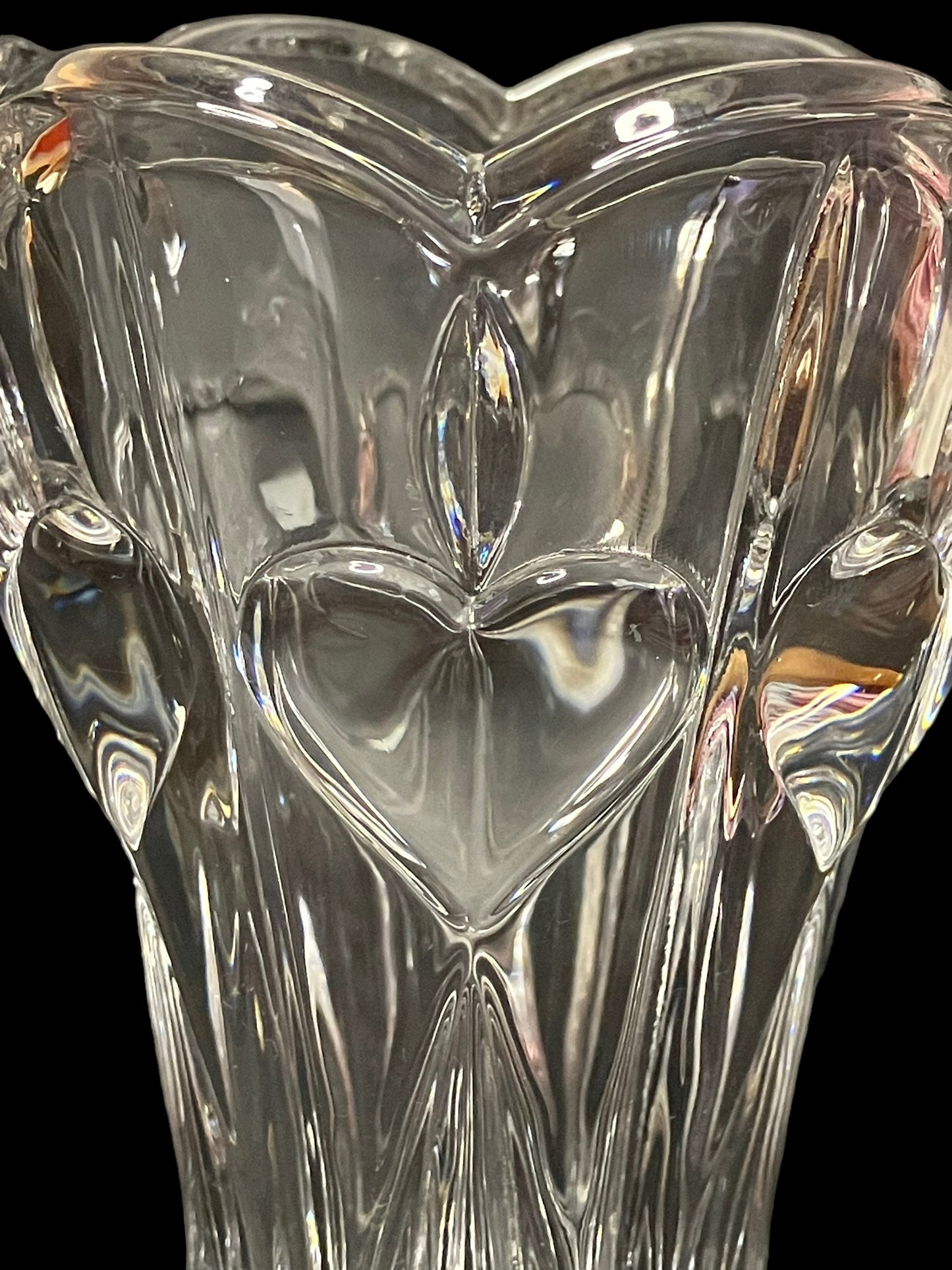 Vintage Gorham Crystal Bud Vase Heart Pattern