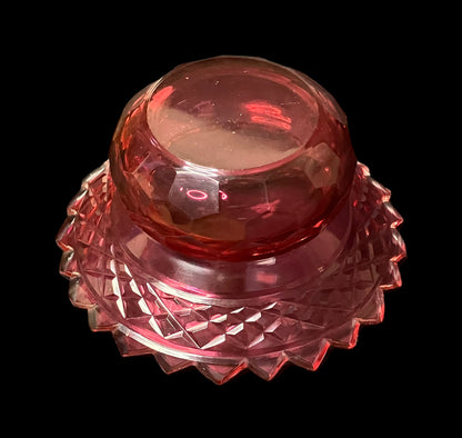 Small Vintage Cranberry Glass Dish with Spike Edge