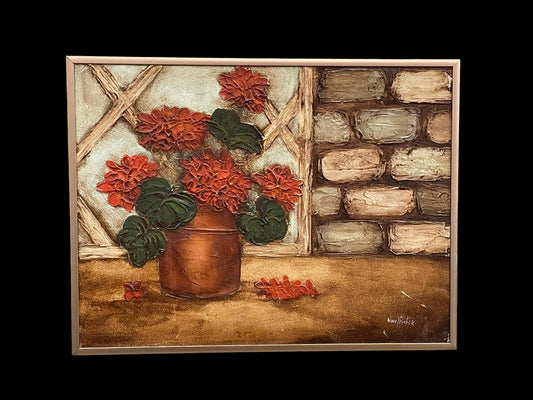 Red Blooms Painting by Nancy Fisher