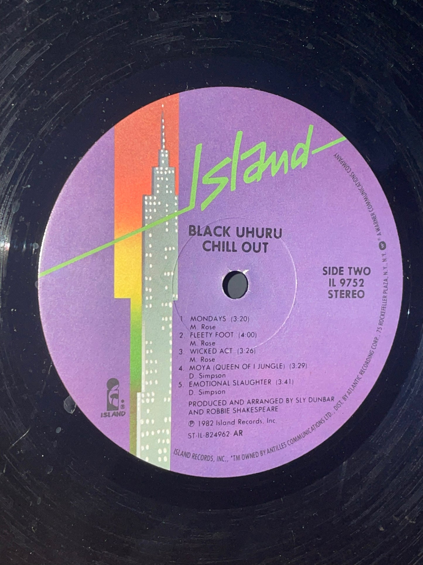 1982 Chill Out Vinyl Record by Black Uhuru