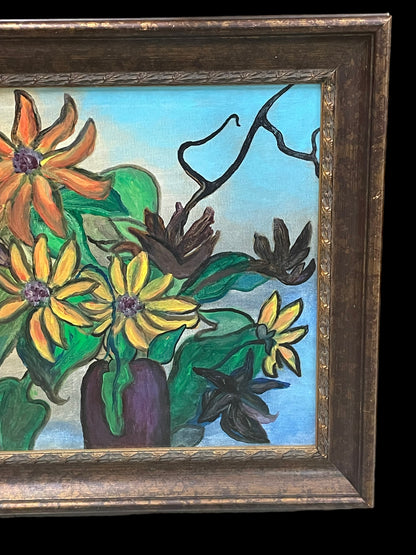 Floral Symphony Painting of Flowers Signed by Ronald J. Reed