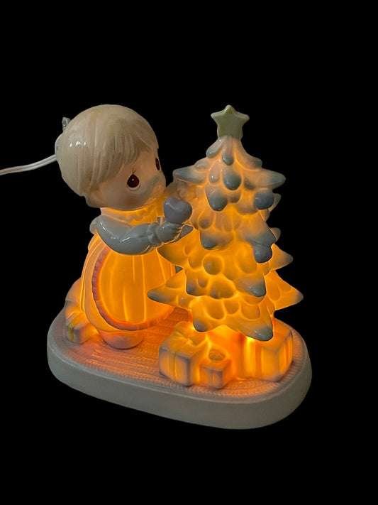 1993 Precious Moments God Cared Enough to Send His Best Porcelain Night Light Figurine