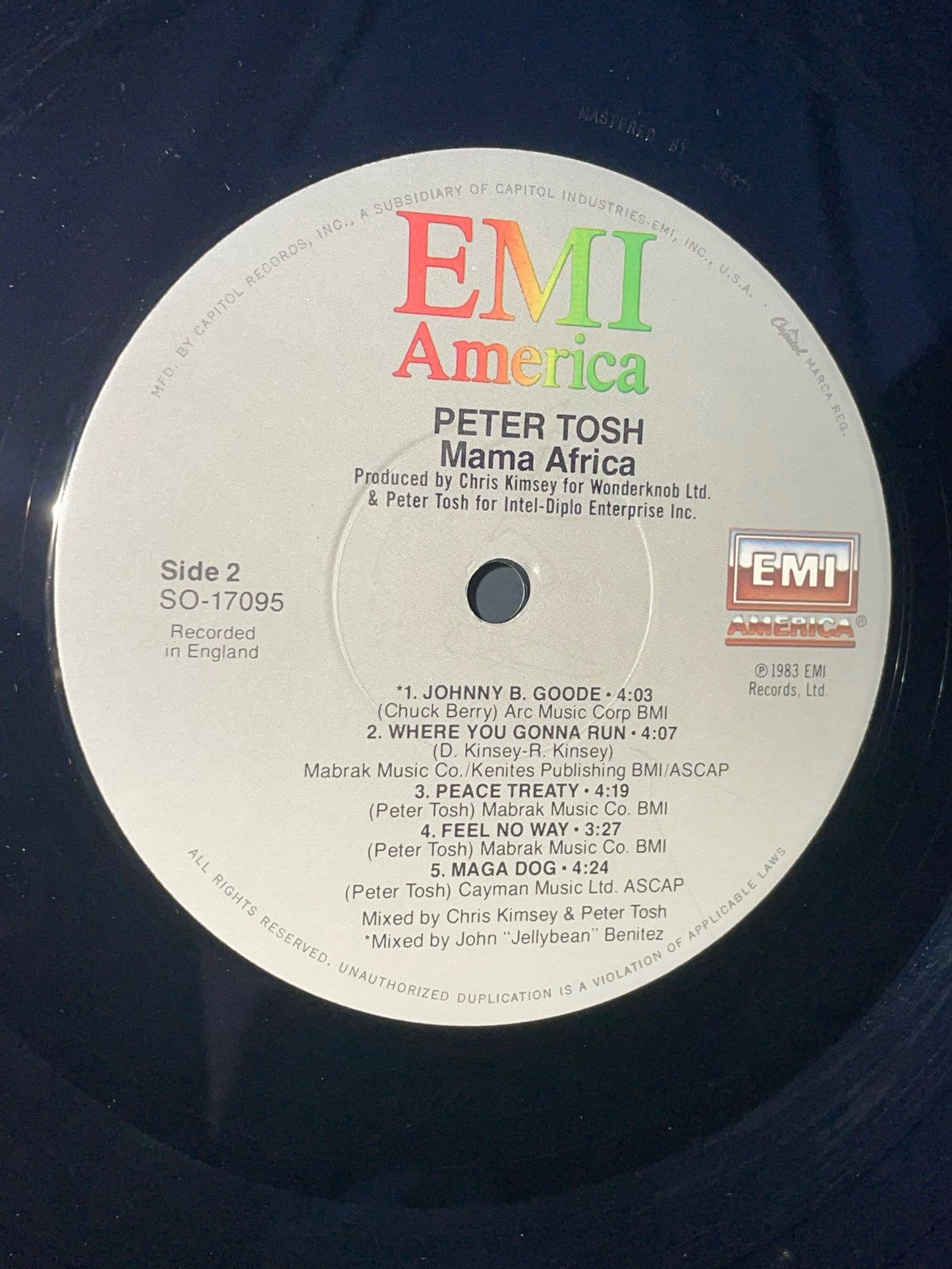 1983 Mama Africa Vinyl Record by Peter Tosh