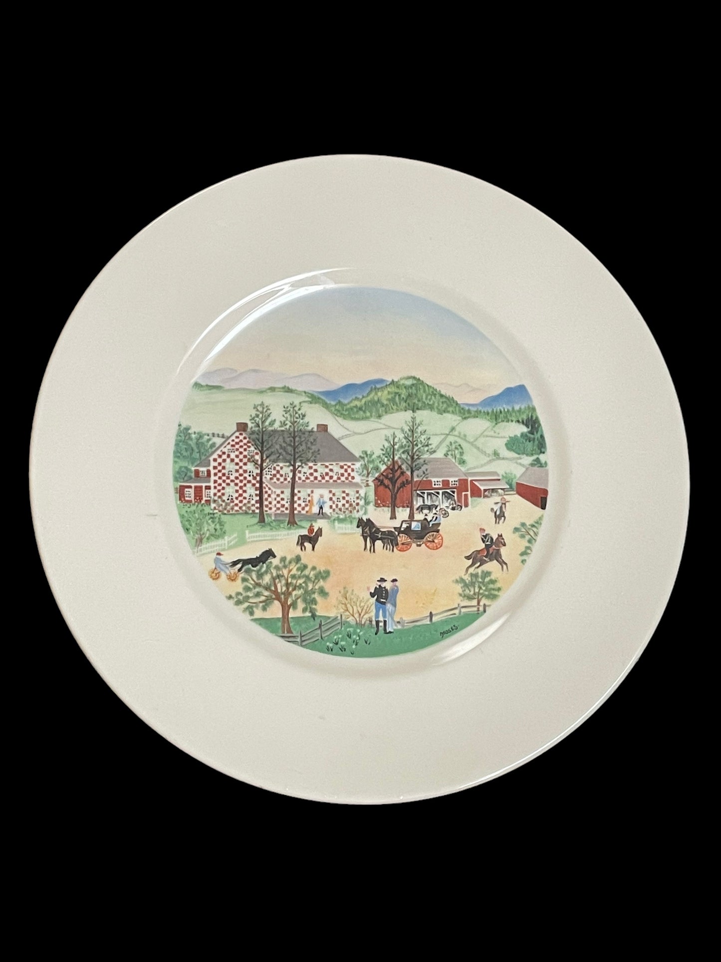 The Red Checkered House by Grandma Moses Limited First Edition Collector Plate - A Captivating Tribute to a Celebrated Artist